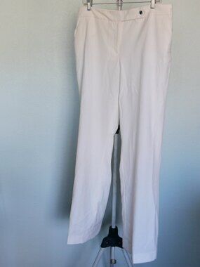 Calvin Klein White Wide Leg Dress Pants - High Waist Button Detail Size 12